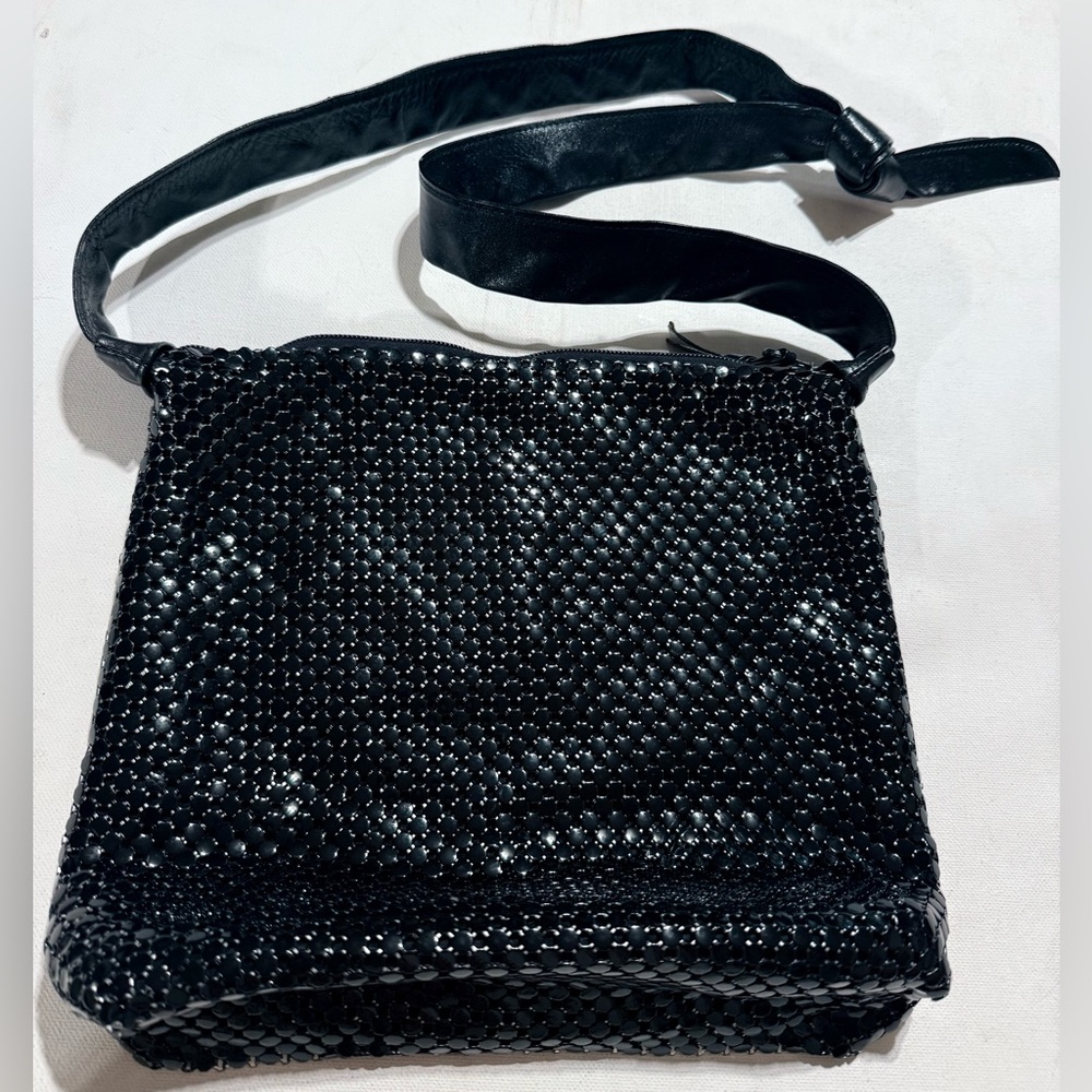 Elegant Black Mesh Metal Shoulder Bag